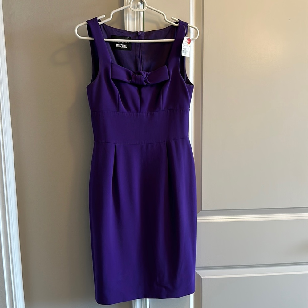 Moschino royal purple bow shift dress